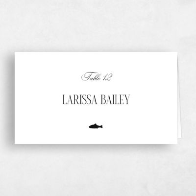 White Typography Wedding Place Card - Lux Fish