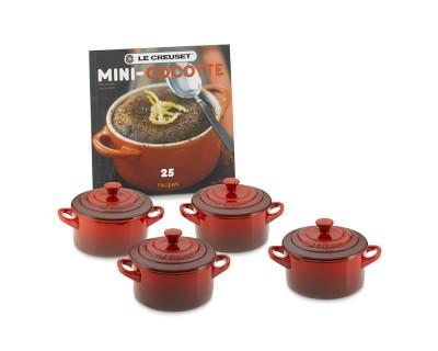 Le Creuset Stoneware 4-Piece Mini Cocotte Set with Cookbook