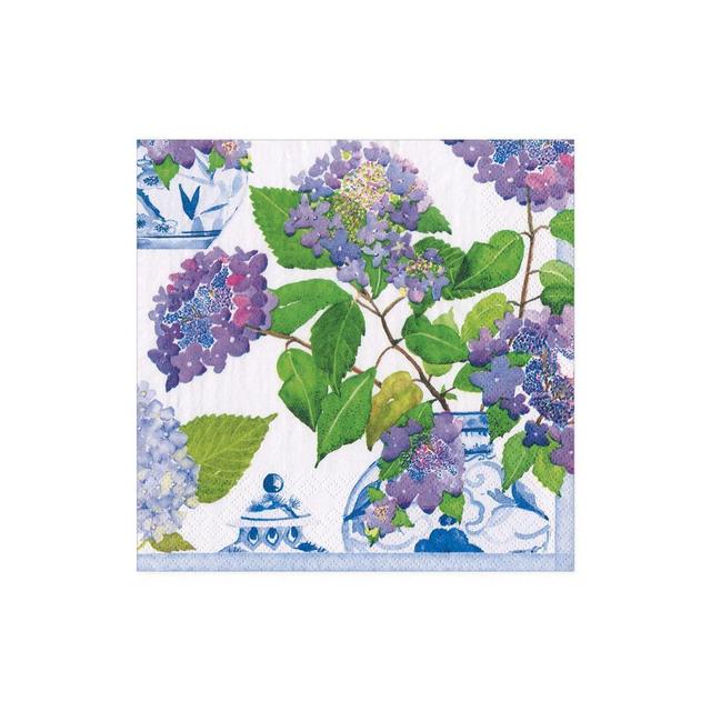 Hydrangeas and Porcelain Boxed Paper Cocktail Napkins - 40 Per Box