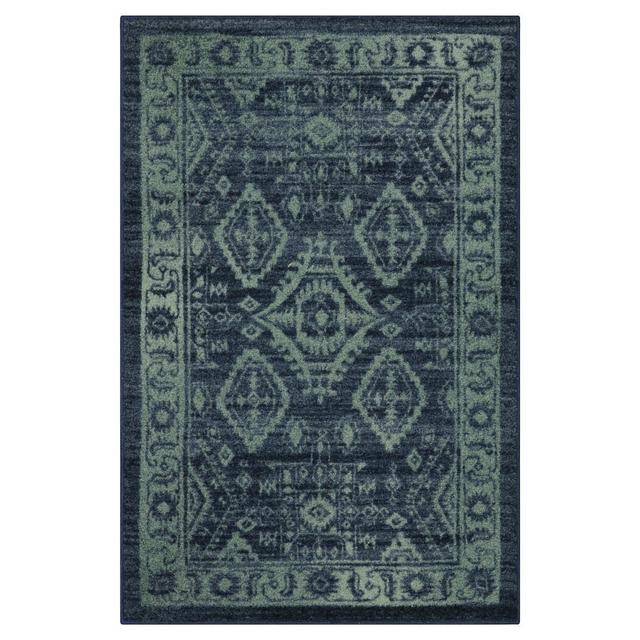 2'6"X3'10" Geometric Design Tufted Accent Rug Navy - Maples