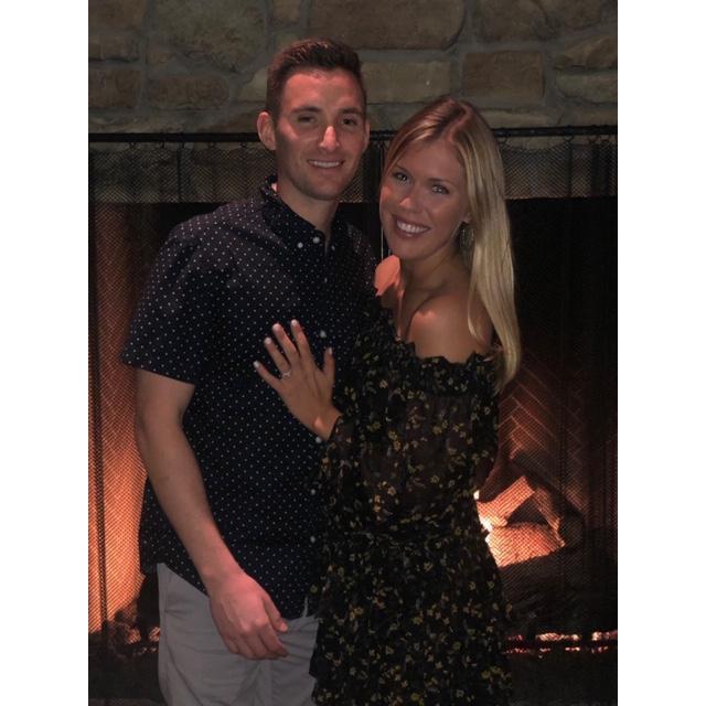 At dinner the night we got engaged.