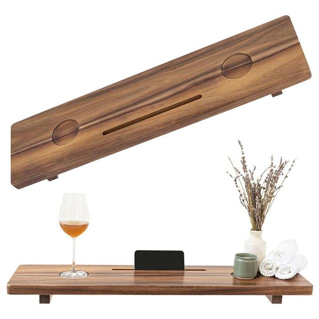 Nature Shed Premium Bathtub Tray Table | Solid Acacia Wood, Large Bath Tray for Tub | Non-Toxic, Anti-Tipping, Sustainable Tub Tray for Bathtub | Bathtub Accessories Holders for Bathtub Trays for Tub