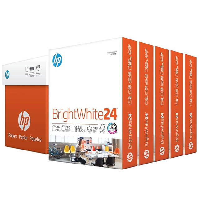 HP Printer Paper | 8.5 x 11 Paper | BrightWhite 24 lb | 5 Ream Case - 2500 Sheets |100 Bright | Made in USA - FSC Certified | 203000C