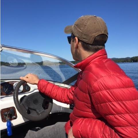 Cruising around Saranac, one of Jake's happiest places