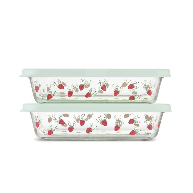 Ello 4pc Everyday 4.5c Glass Food Storage Containers Green Strawberries