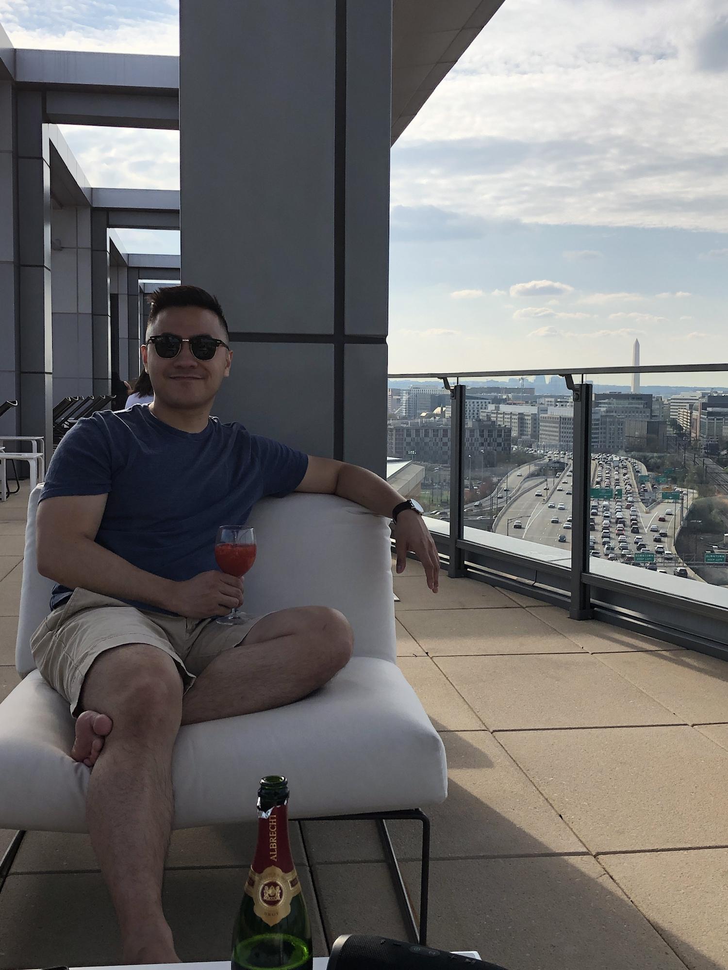 Enjoying spring weather at our first apartment together