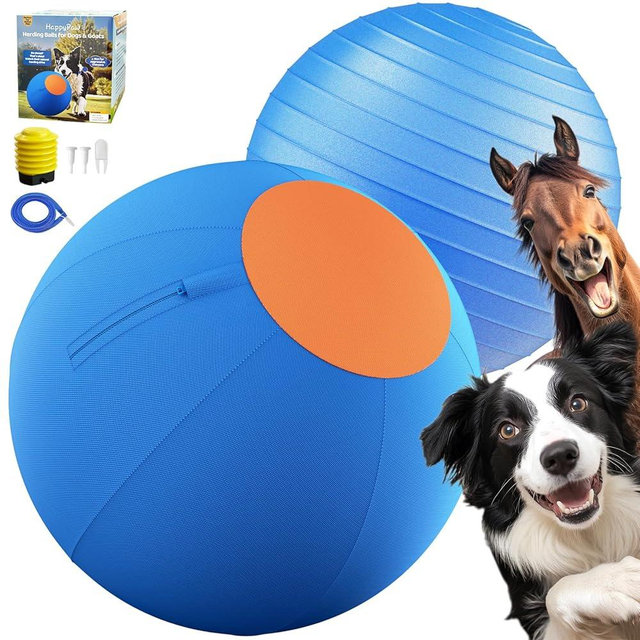 Happypaw 3.0 2026 Upgrade 18'' Herding Ball for Dogs – Enhanced Chew Resistance & Heavy-Duty Material, Dog Toy Agility Equipment for Australian Shepherds,Collies, Includes 5 Repair Patches