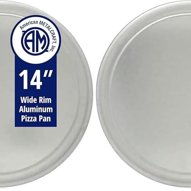 American Metalcraft 14-inch Wide Rim Aluminum Pizza Pan (TP14) (Pack of 2)