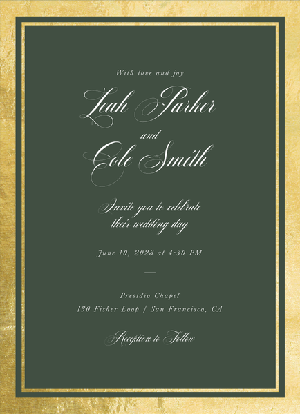Essex Portrait Foil | Evergreen | Zola Wedding Invitations