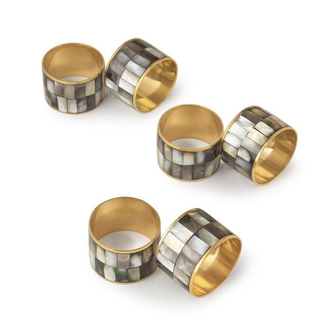 GAURI KOHLI Serena Black Pearl Napkin Rings, Set of 6