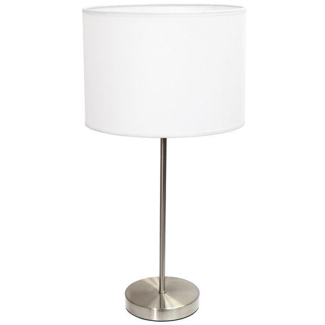 Simple Designs Brushed Nickel Stick Lamp with Fabric Shade
