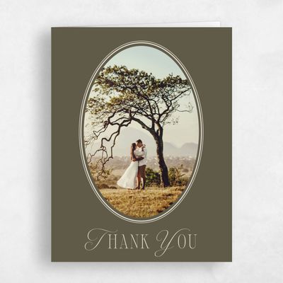 Dark Khaki, Green Wedding Thank You - Anara Photo