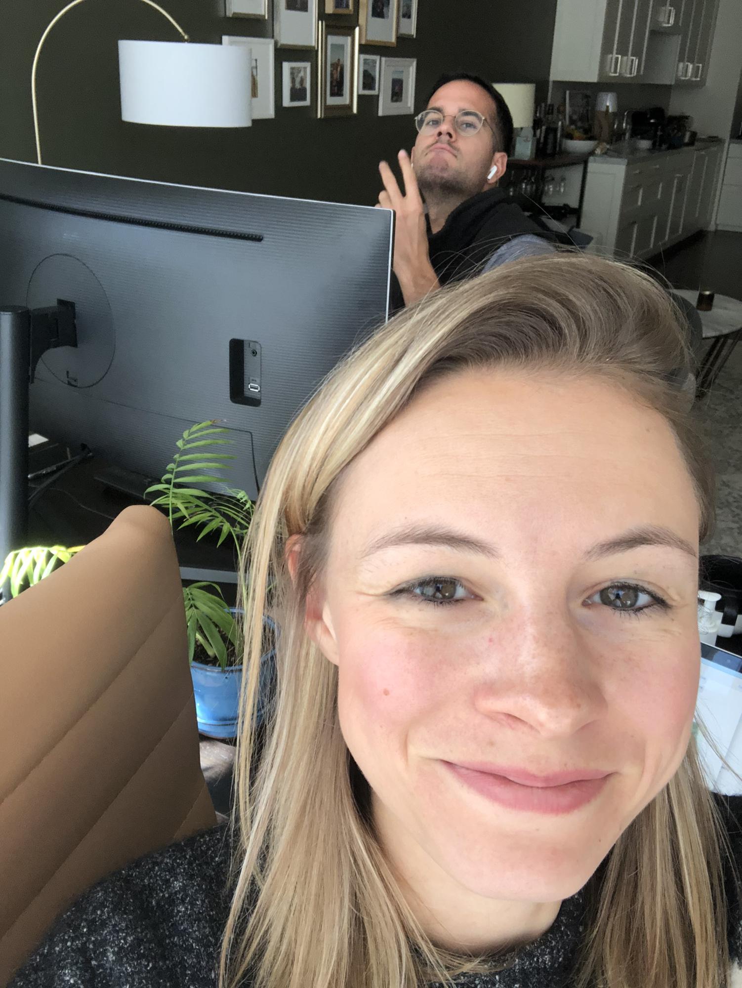 Coworkers with an open floor plan