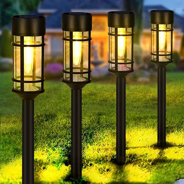 Mancra Solar Pathway Lights Outdoor, 8 Pack Solar Outdoor Lights IP 65 Waterproof Garden Decor,  Updated LED Tungsten Filament Bulb Solar Landscape Lights for Yard, Walkway, Driveway, 3000K