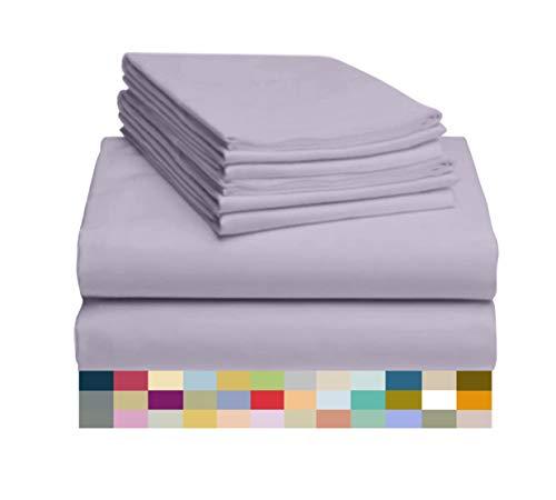 LuxClub 6 PC Sheet Set Bamboo Sheets Deep Pockets 18" Eco Friendly Wrinkle Free Sheets Hypoallergenic Anti-Bacteria Machine Washable Hotel Bedding Silky Soft - Lavender Queen