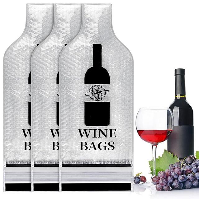 Wine Bags for Travel, 3 Set Reusable Wine Bottle Travel Protector Bags, Double Layer Leak Proof Wine Travel Bags for Wine Bottles Airplane Car Cruise Safety Impact Resist, Wine Sleeves for Suitcase