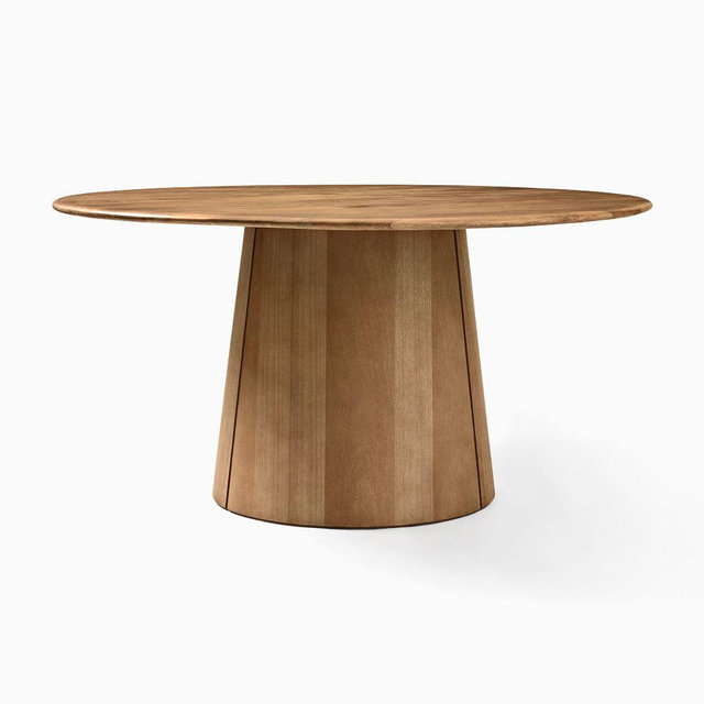 Anton Solid Wood 60" Round Table, Wood, Burnt Wax