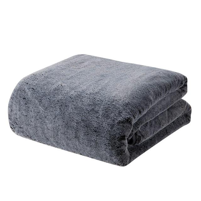 Faux Fur 20 lb. Weighted Blanket in Grey