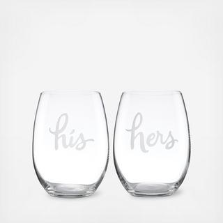 Two of a Kind His & Hers Wine Glass Set