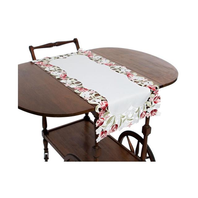 Manor Luxe Lush Rosette Embroidered Cutwork Table Runner