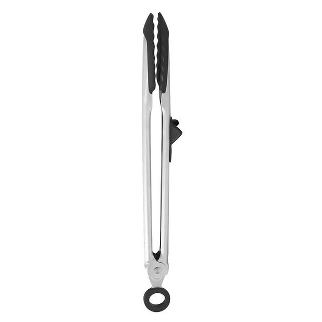 Tovolo Tip Top Tongs, Easy-Grip Kitchen Tongs for Cooking With Silicone Tips, Easy Locking Mechanism, Cooking Utensil With Resting Foot, Heat-Resistant & BPA-Free Silicone Tips - Black