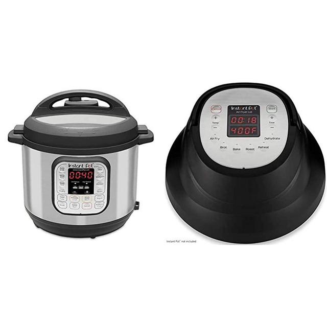 Instant Pot Duo 7-in-1 Electric Pressure Cooker, Slow Cooker, Saute, Yogurt Maker, 6 Quart, 14 One-Touch Programs & Air Fryer Lid 6 in 1, Turn your Instant Pot into an Air Fryer, 6 Qt, 1500W
