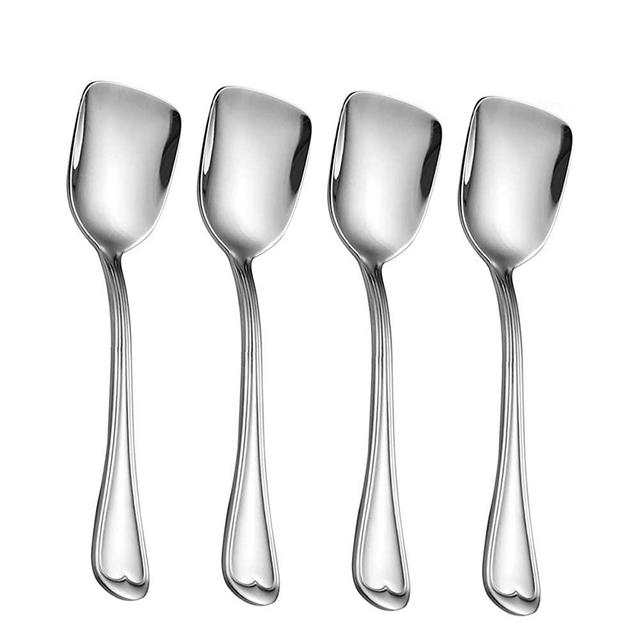 HISSF Dessert Spoons Ice Cream Spoons 18/10 Stainless Steel 4 Pcs, Shovel Spoons For Desserts, Home, Kitchen Restaurant, 6.0 Inches, Dishwasher Safe