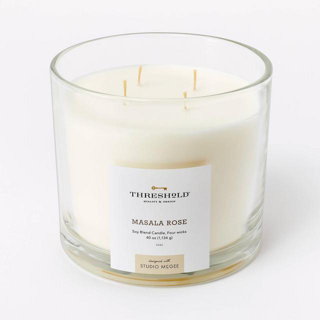 40oz Clear Glass Masala Rose Candle White - Threshold™ designed with Studio McGee