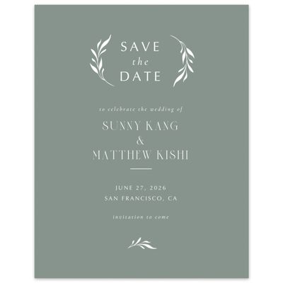 Deep Sage, Green Wedding Digital Save the Date - Clairemont Portrait