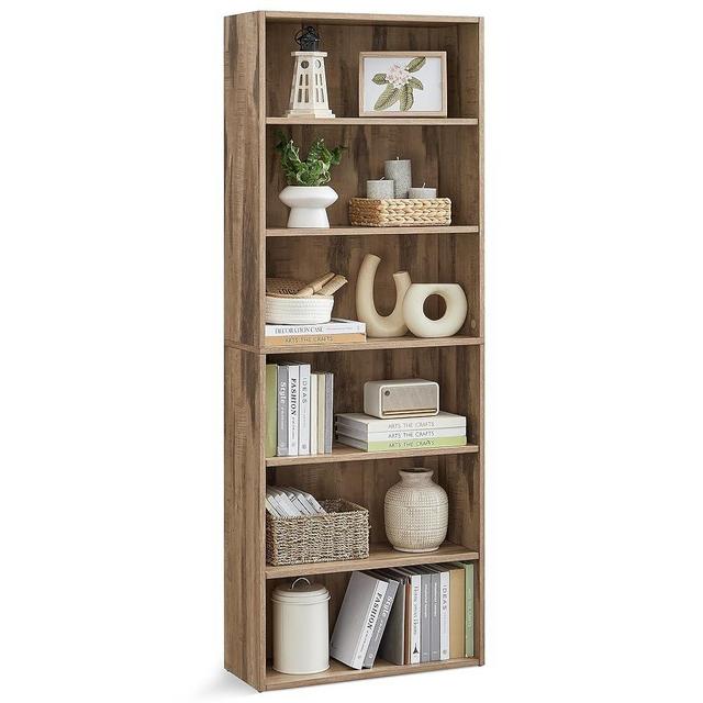 VASAGLE Bookshelf, 23.6 Inches Wide, 6-Tier Open Bookcase with Adjustable Storage Shelves, Floor Standing Unit, Camel Brown ULBC166T50
