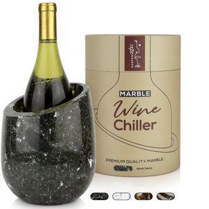 Gusto Nostro Marble Wine Chiller Bucket - 750ml Wine Bottle Cooler and Champagne Chiller for Party, Kitchen, Bar Cart Decor to Chill & Keep Bottles Cold with Unique Wine Lovers Gift Box (Black Zebra)