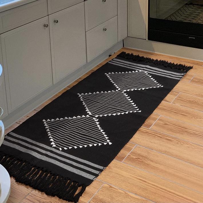 Black Boho 2x4 Bathroom Runner