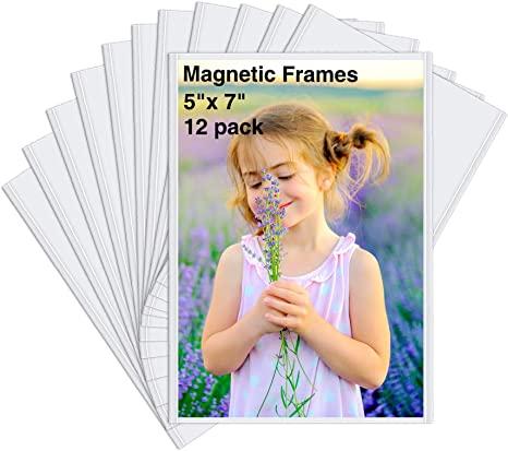 HIIMIEI 12 Pack 5x7 Magnetic Refrigerator Picture Frames, Fridge Magnet Photo Frames
