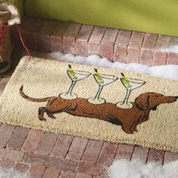 Martini Dachshund Printed Coir Doormat