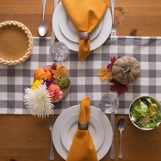 Heavyweight Check Fringed Table Runner