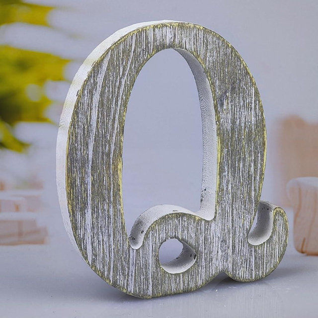 WOODOUNAI 8 Inch Wood Letters Unfinished Rustic Wood Letters for Wall Decor Decorative Standing Letters Slices Sign Board Decoration for Craft Home Party Projects (Q)