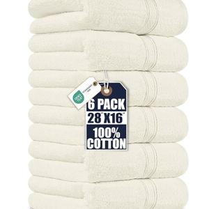 Utopia Towels 6 Pack Premium Hand Towels Set, 16 by 28 inches, 100% Ring Spun Cotton, Ultra Soft and Highly Absorbent 600GSM Towels for Bathroom, Gym, Shower, Hotel, and Spa, Ivory