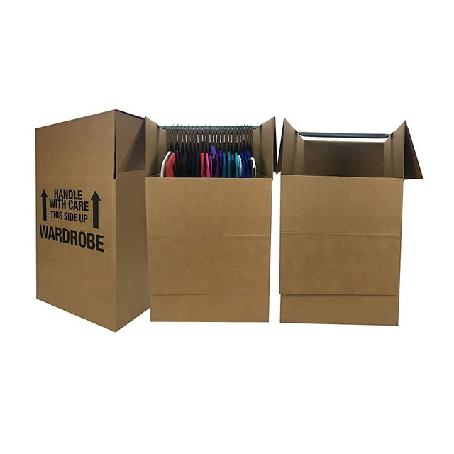 Amazon Basics Wardrobe Clothing Moving Boxes with Bar - 20" x 20" x 34", 3-Pack