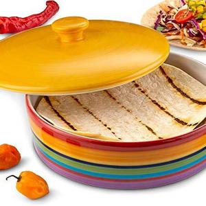 KooK Tortilla Warmer, Colorful Rainbow Design, Holds up to 12 tortillas,