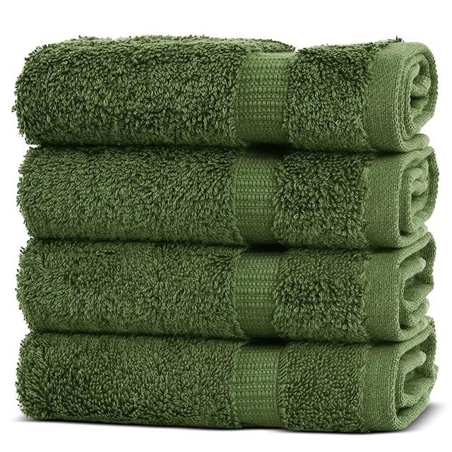 Chakir Turkish Linens | Hotel & Spa Quality 100% Cotton Premium Turkish Towels | Soft & Absorbent (4-Piece Washcloths, Moss)