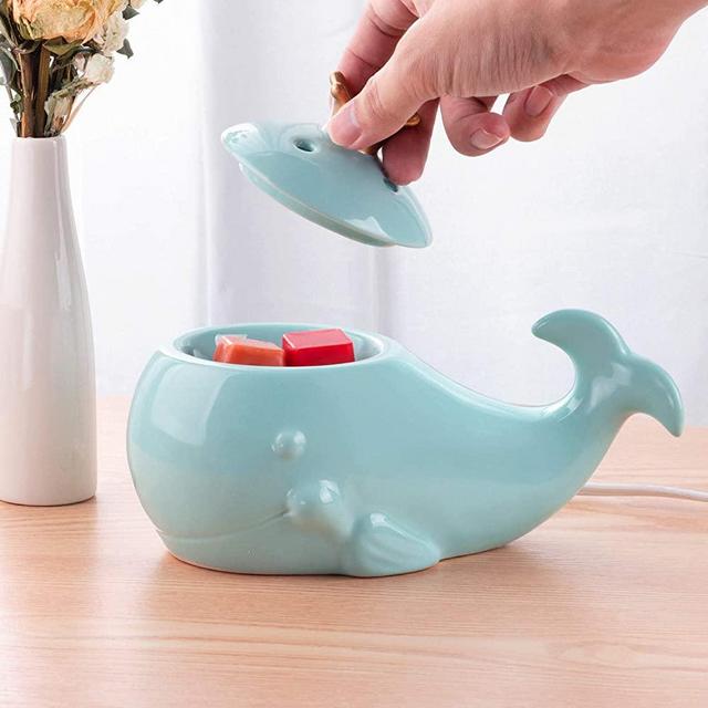 STAR MOON Electric Wax Melt Warmer, Candle Melter Burner for Scented Wax, Scentsy Wax Cubes, Ceramic No Flame No Smoke No Soot-Blue Whale
