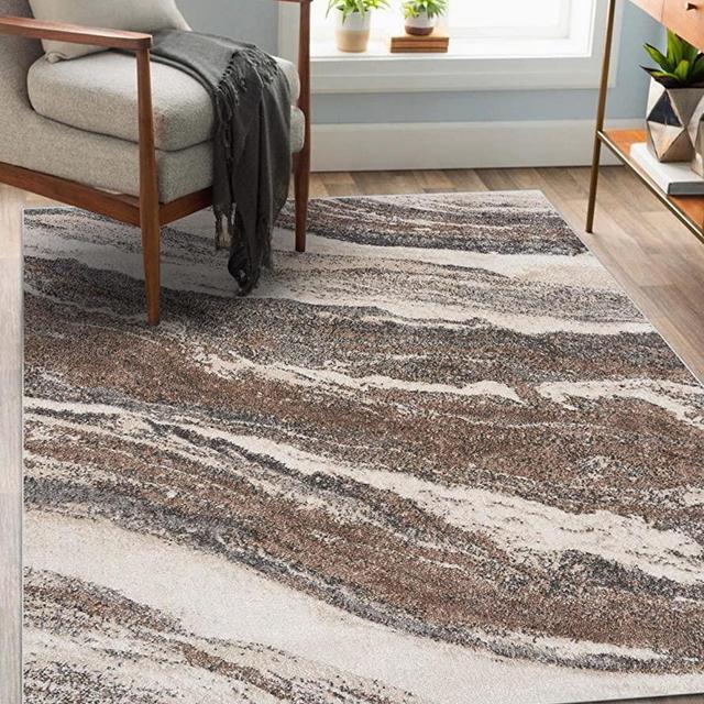 LUXE WEAVERS Rug – Art Deco Living Room Carpet with Marble Swirl – Persian Area Rugs for Modern Home Décor, Soft Luxury Rug, Stain-Resistant, Medium Pile, Jute Backing,, Grey / 4’ x 5’