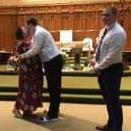 Our first kiss as husband and wife with Alex looking away! 4.18.20