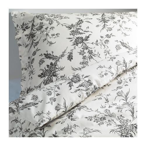 ALVINE KVIST Duvet cover and pillowcase(s), white, gray