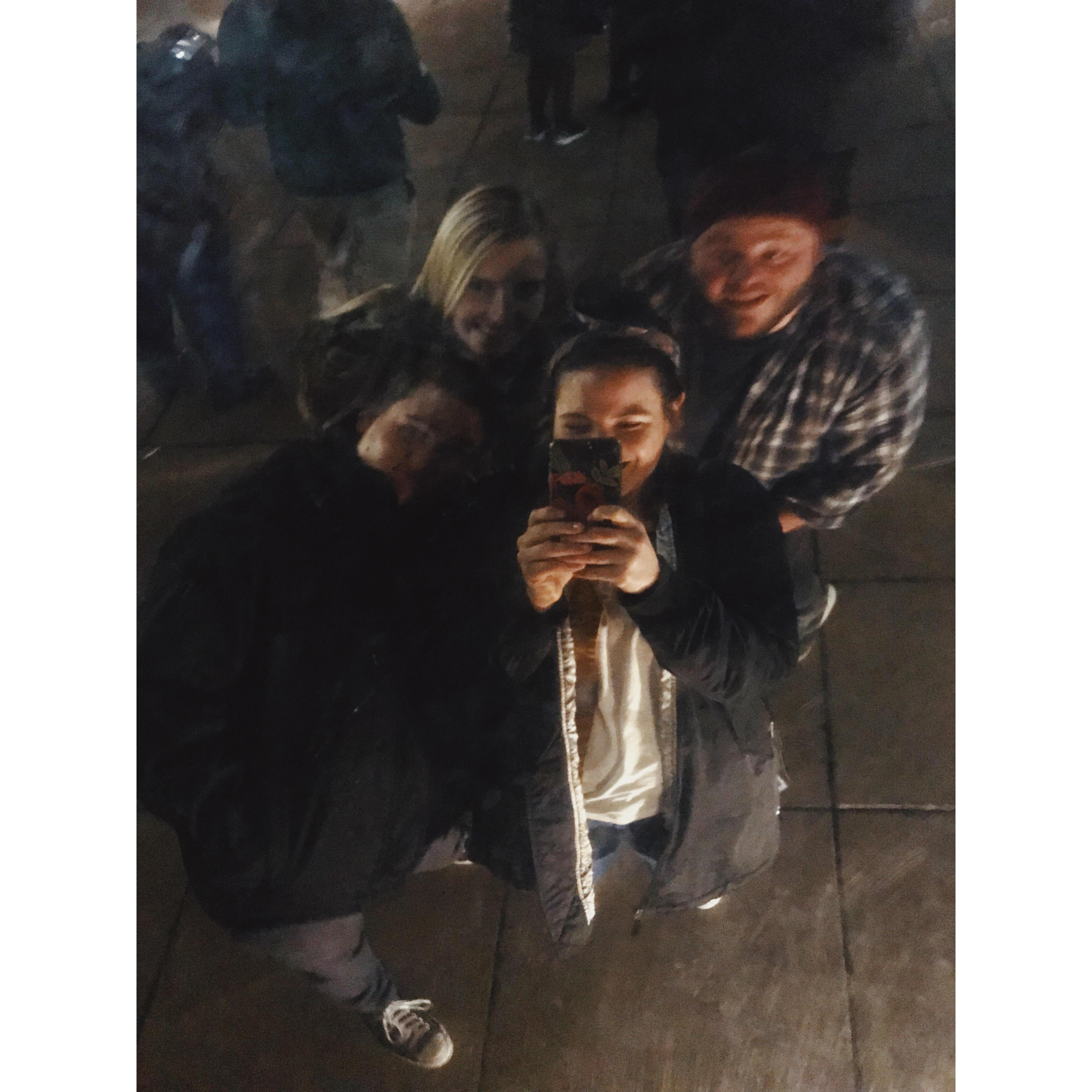 Our reflections in the Bean before we started dating! (Avery & Tember in the picture who are Groomsan & Groomsgal)