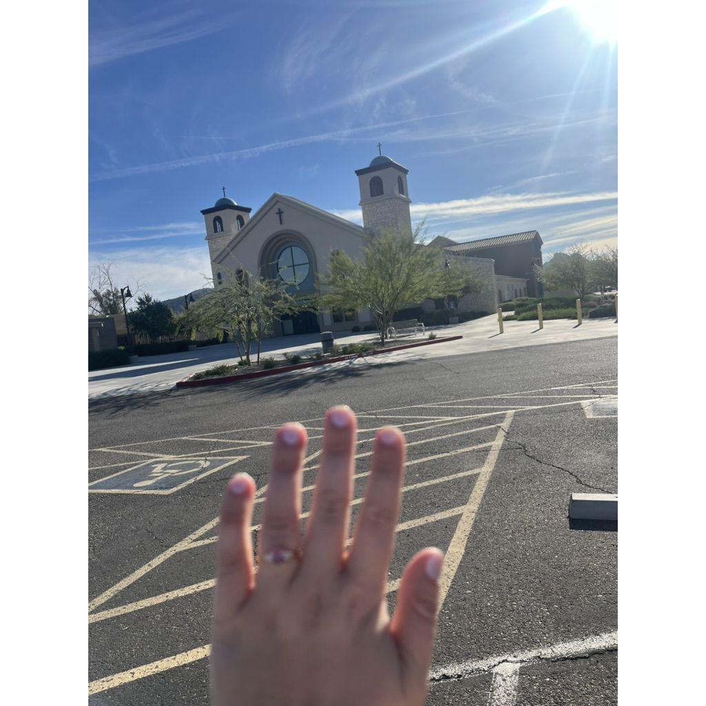 Taken right after the proposal at St. Joseph's Catholic Church in Phoenix, AZ!