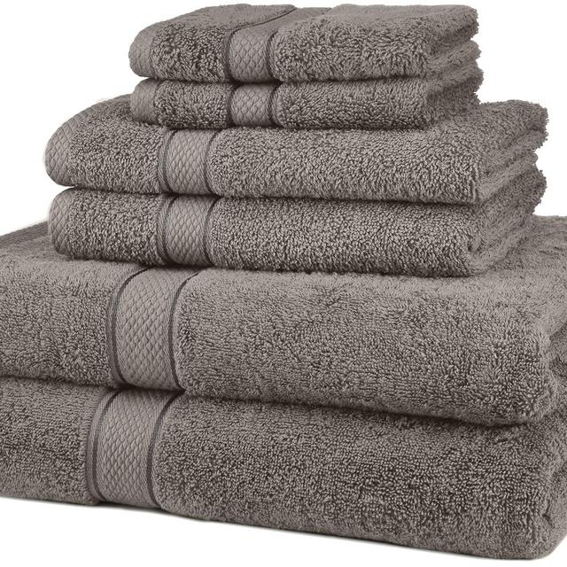 Pinzon 6 Piece Blended Egyptian Cotton Bath Towel Set - Grey