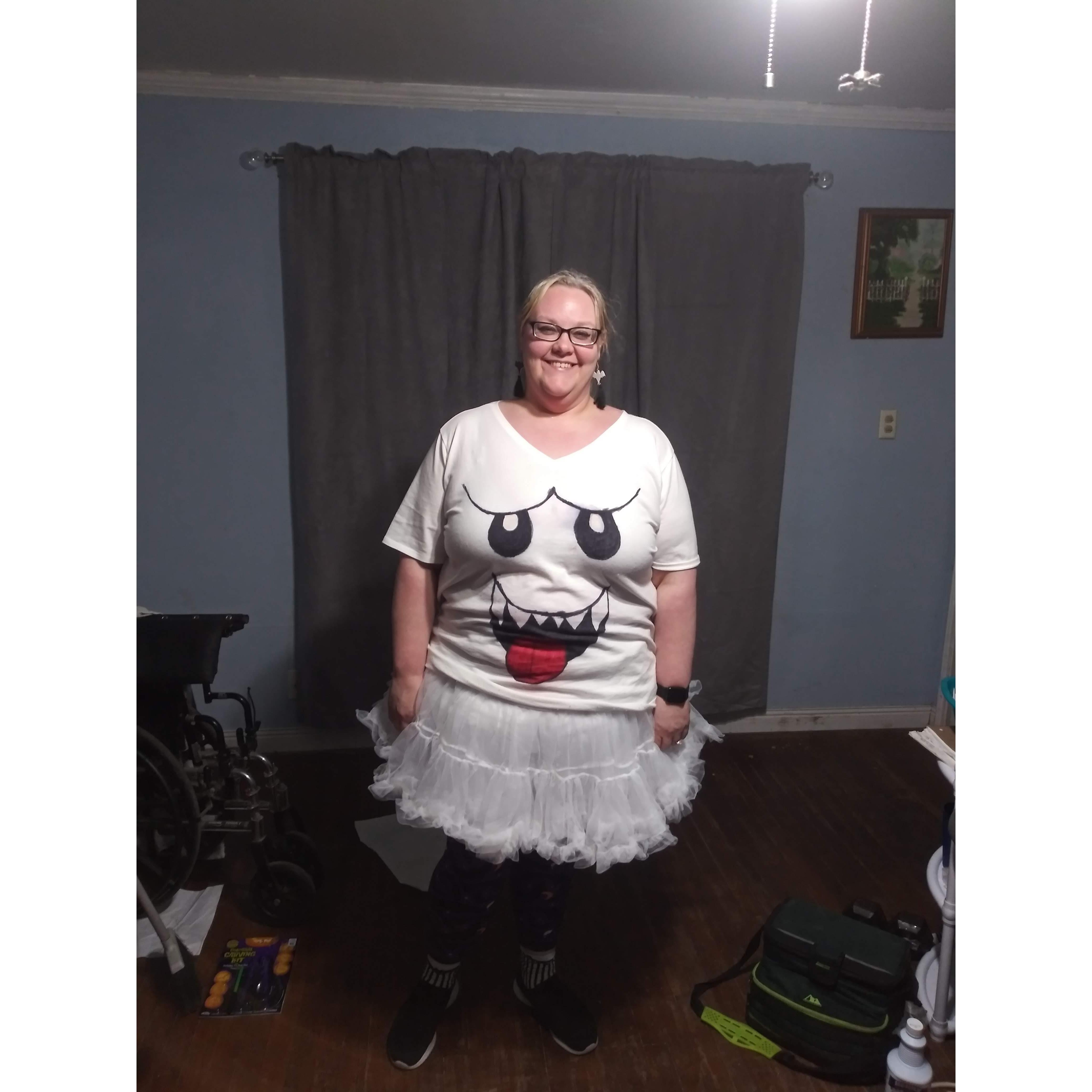Terri as a Mario Boo on Halloween