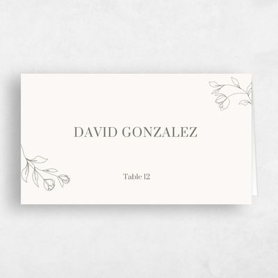 White Typography Wedding Place Card - Maywood