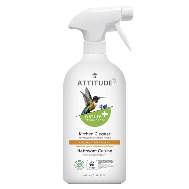 ATTITUDE Kitchen Cleaner, EWG Verified, Advanced Degreasing Power, Plant and Mineral-Based, Vegan, Citrus Zest, 27.1 Fl Oz